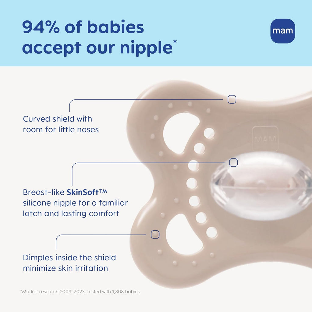 MAM Pacifier 0-6 Months Variety Pack, BPA-Free, Silicone Nipple, 3 Pack