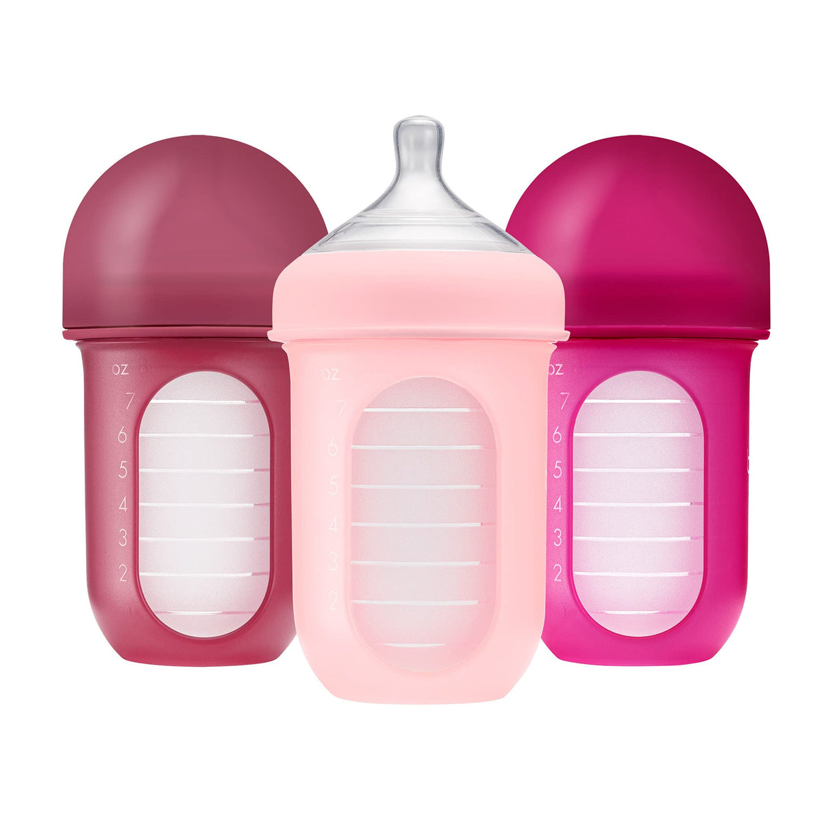 Boon Nursh Silicone Baby Bottles - Color Block - 8 Oz - 3 Count