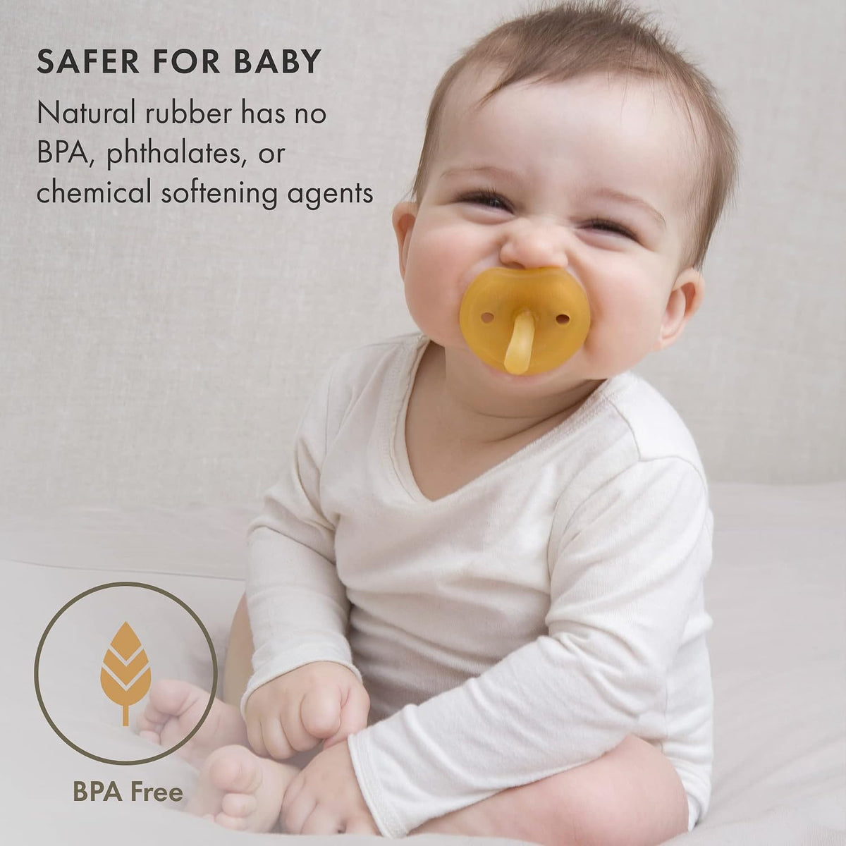 Natursutten 2-Pack Natural Rubber Pacifiers - Safe & Soft BPA-Free Pacifier for Breastfeeding Babies, Made in Italy, Butterfly Shield Orthodontic Nipple, 6-12 Months