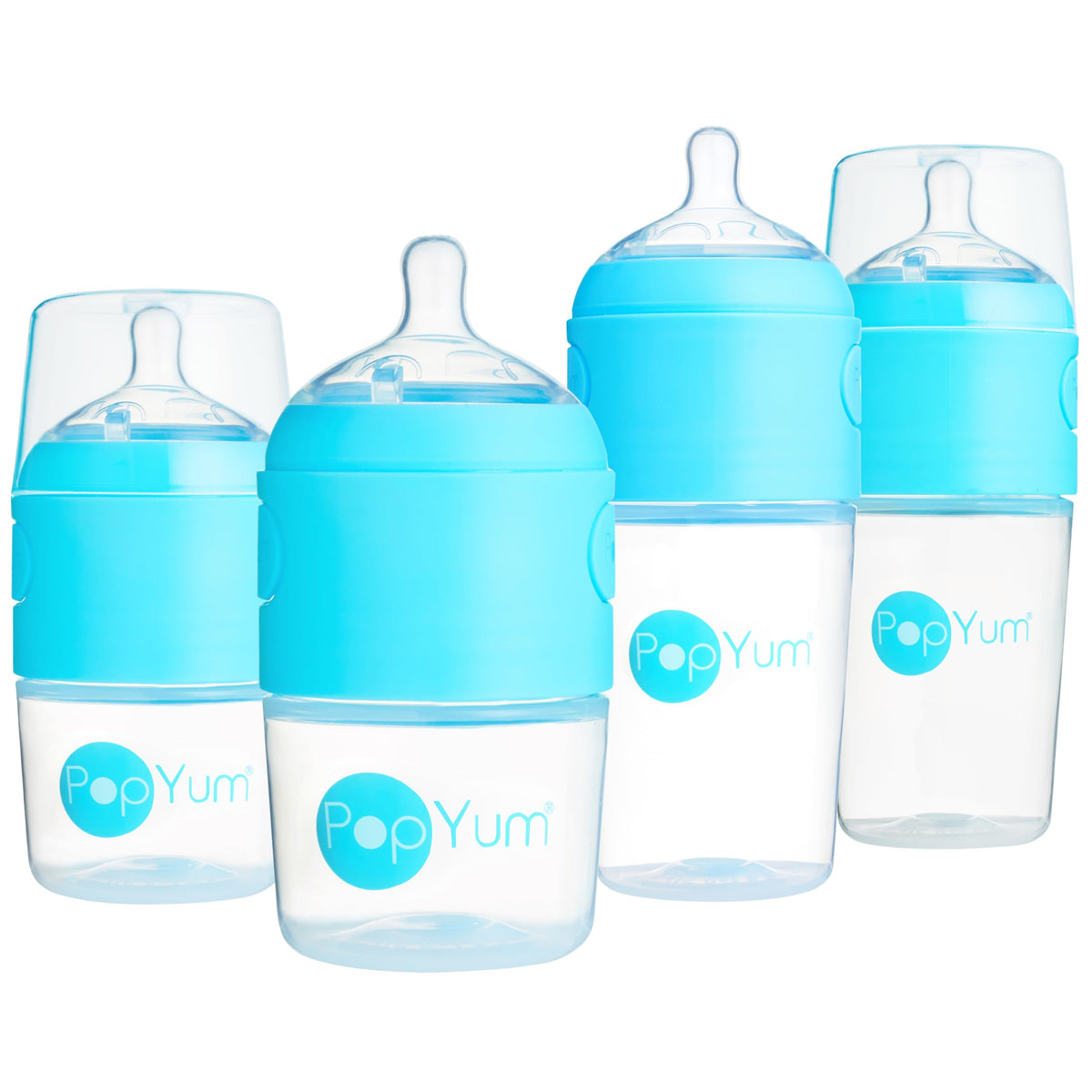 PopYum 5 oz Blue Anti-Colic Formula Making Baby Bottles, 3-Pack