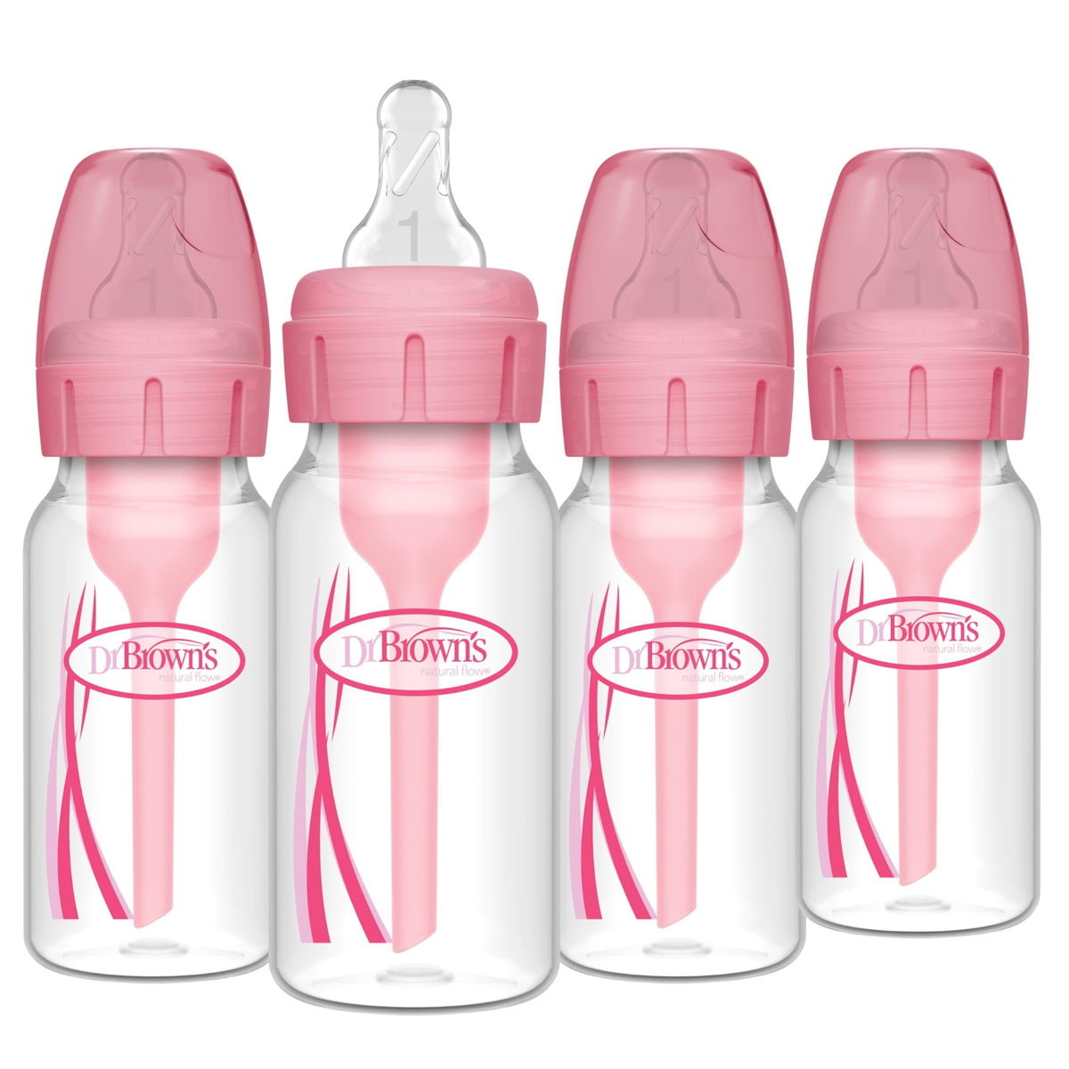 Dr. Brown's Anti-Colic Options+ Narrow Baby Bottle, 4 oz, 4-Pack