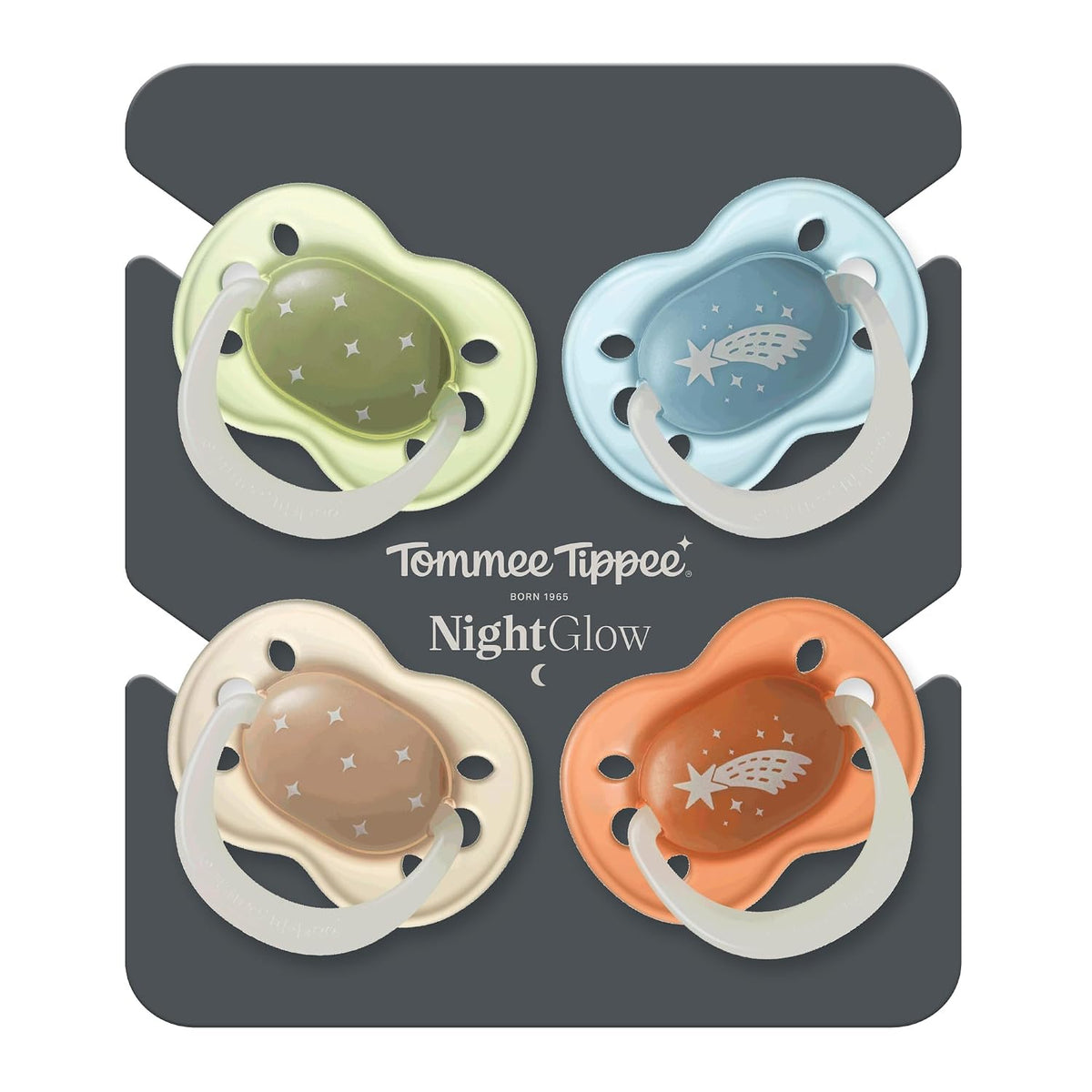 Tommee Tippee Night Time Pacifier, Glow in the Dark, 0-6m, Pack of 4