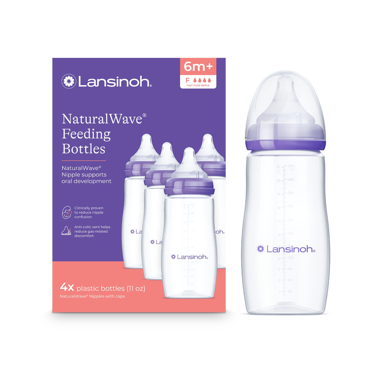 Lansinoh Anti-Colic Baby Bottles, 5 Ounces, 4 Count