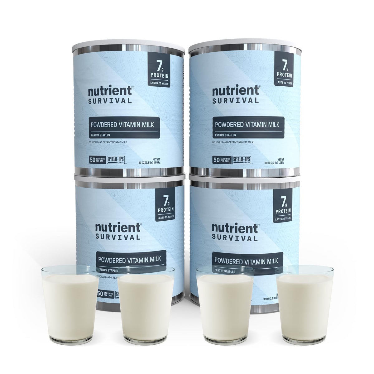 Nutrient Survival Vitamin Powdered Milk, Freeze Dried Prepper Supplies & Emergency Food Supply, 21 Essential Nutrients, Soy & Gluten Free, Shelf Stable Up to 25 Years, One Can, 50 Servings