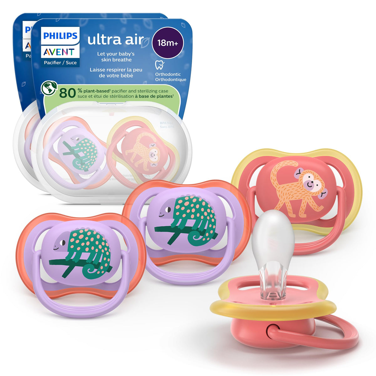 Philips Avent Ultra Air Baby Pacifier for 18 Months+, BPA-Free, 4-Pack