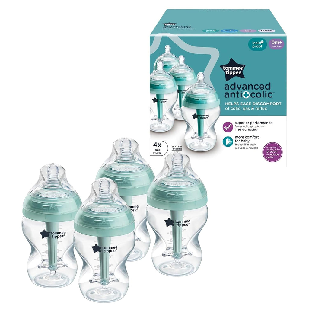 Tommee Tippee Advanced Anti-Colic Baby Bottles, Newborn 0m+, 9oz