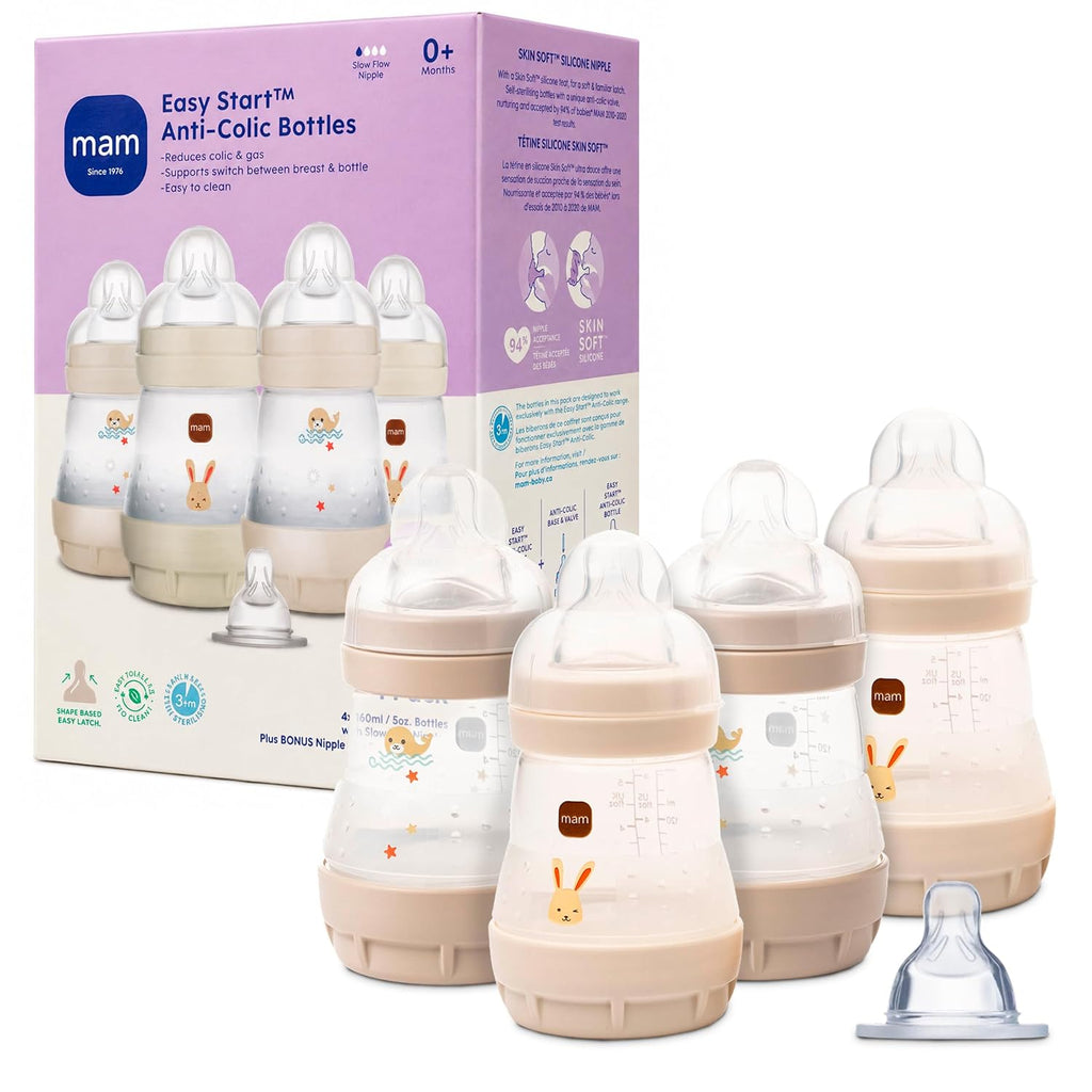 MAM 5oz Easy Start Anti-Colic+ Vented Baby Bottle, 0+ Mths, 4 Pk, Unisex