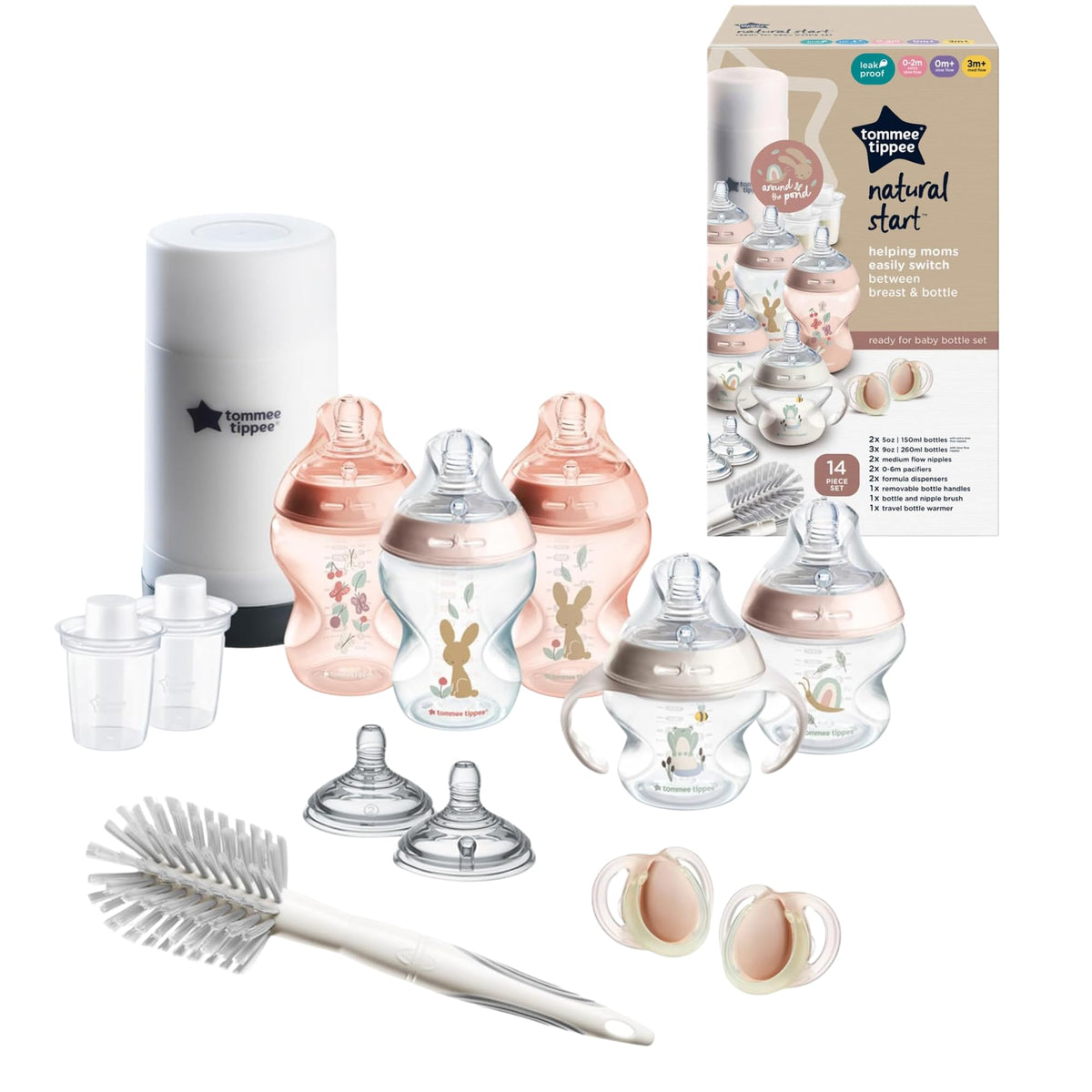 Tommee Tippee Natural Start Baby Bottle Set, Breast-Like Nipples, 0m+