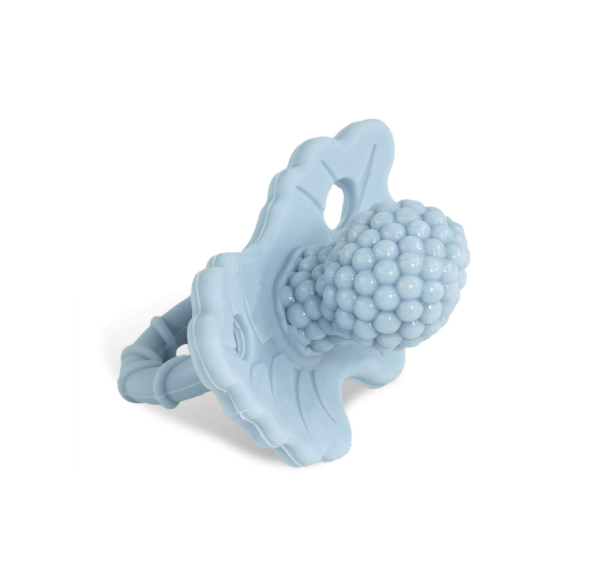 RaZbaby RaZberry Silicone Teether Pacifier – Teething Relief for Infants, Food-Grade, BPA-Free, Hands-Free, Natural Berrybumps Fruit Texture for Sensory Development, Freezable, 2-Pack - Red & Blue
