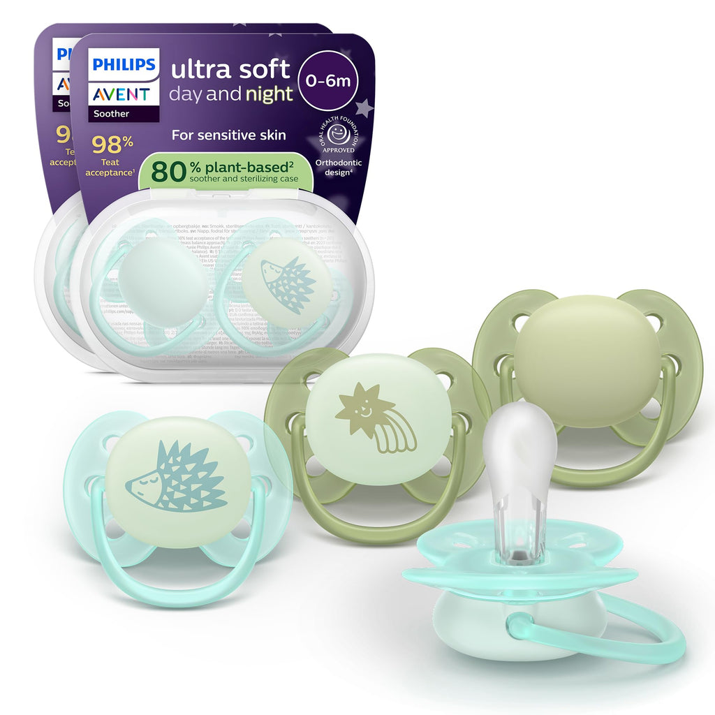 Philips Avent Ultra Soft Day & Night Baby Pacifier, 6-18 Months, BPA-Free
