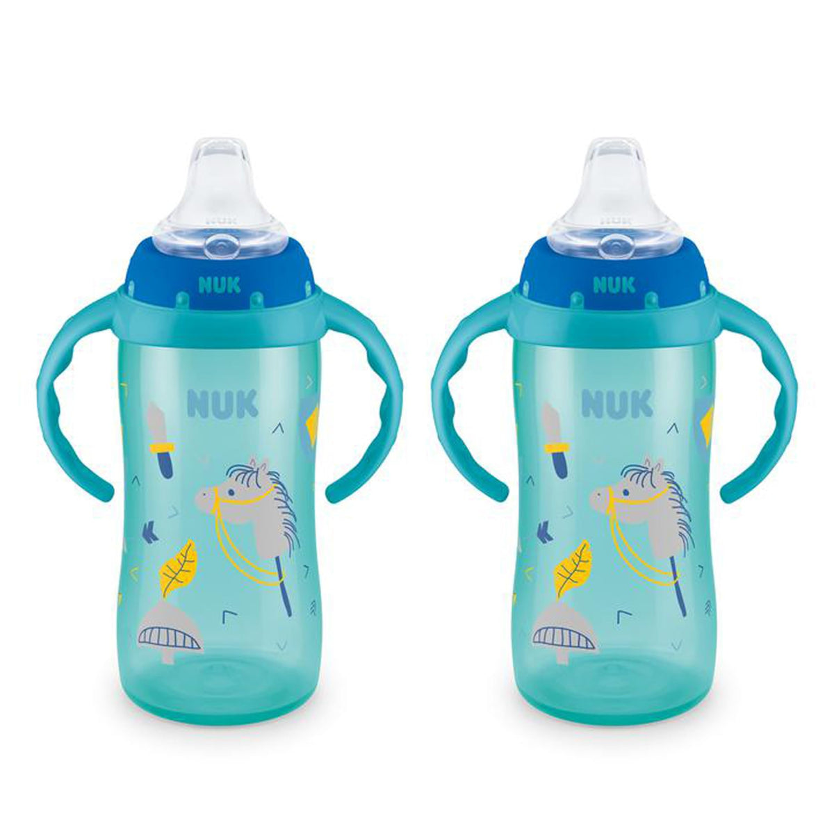 NUK First Choice Large Learner Cup 2.0, 10 oz. Sippy Cup with Handles, Spill Proof, Leak Proof Soft Straw Cup, 2-Pack