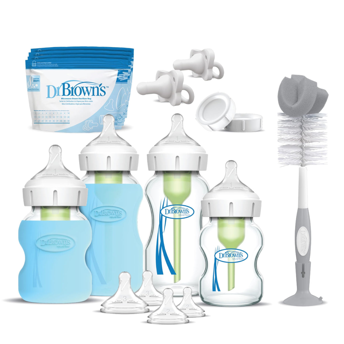 Dr. Brown's Anti-Colic Options+ Wide-Neck Glass Baby Bottle, 5 oz, 3-Pack