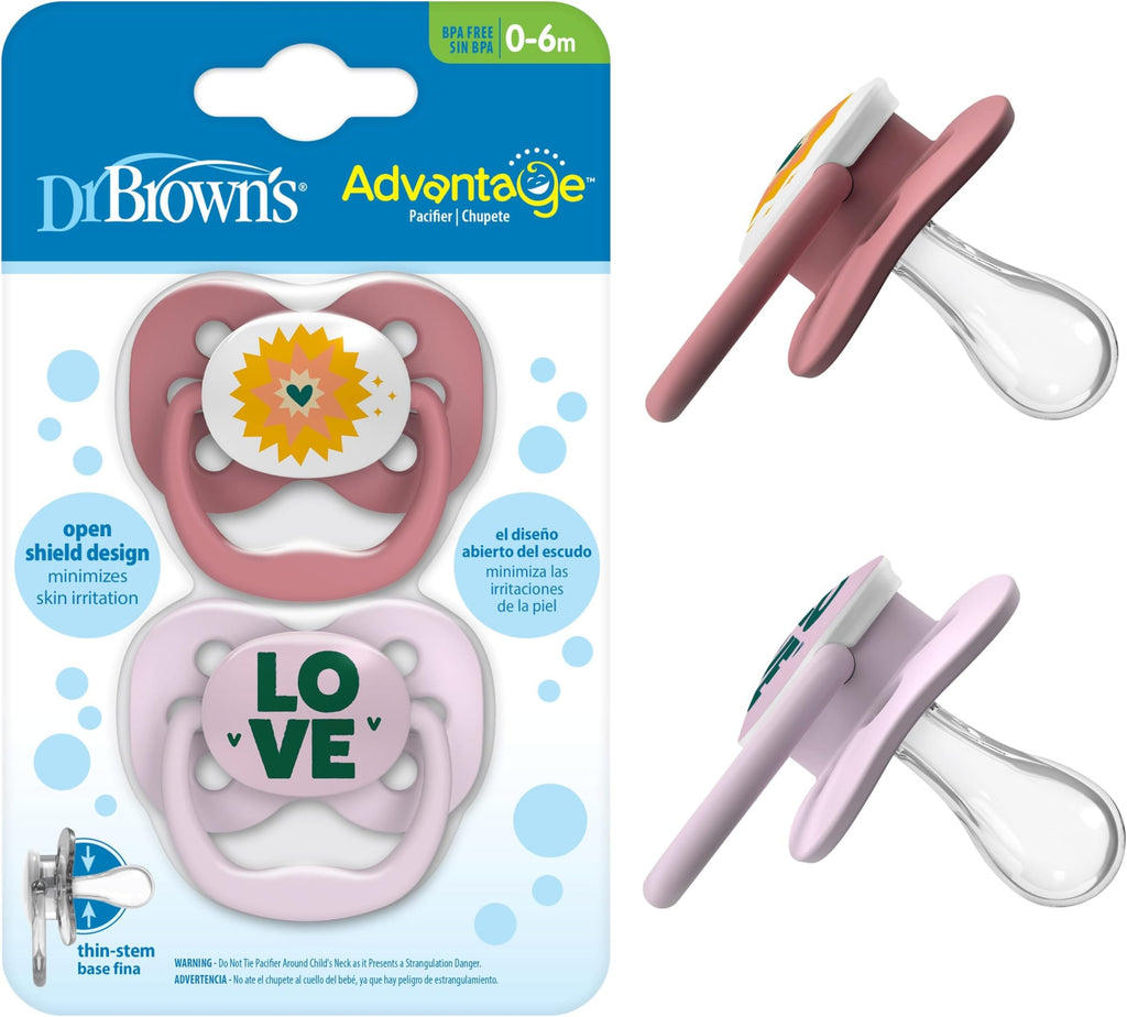 Dr. Brown's Advantage Pacifier, Blue Ocean, 0-6m, 2-Pack