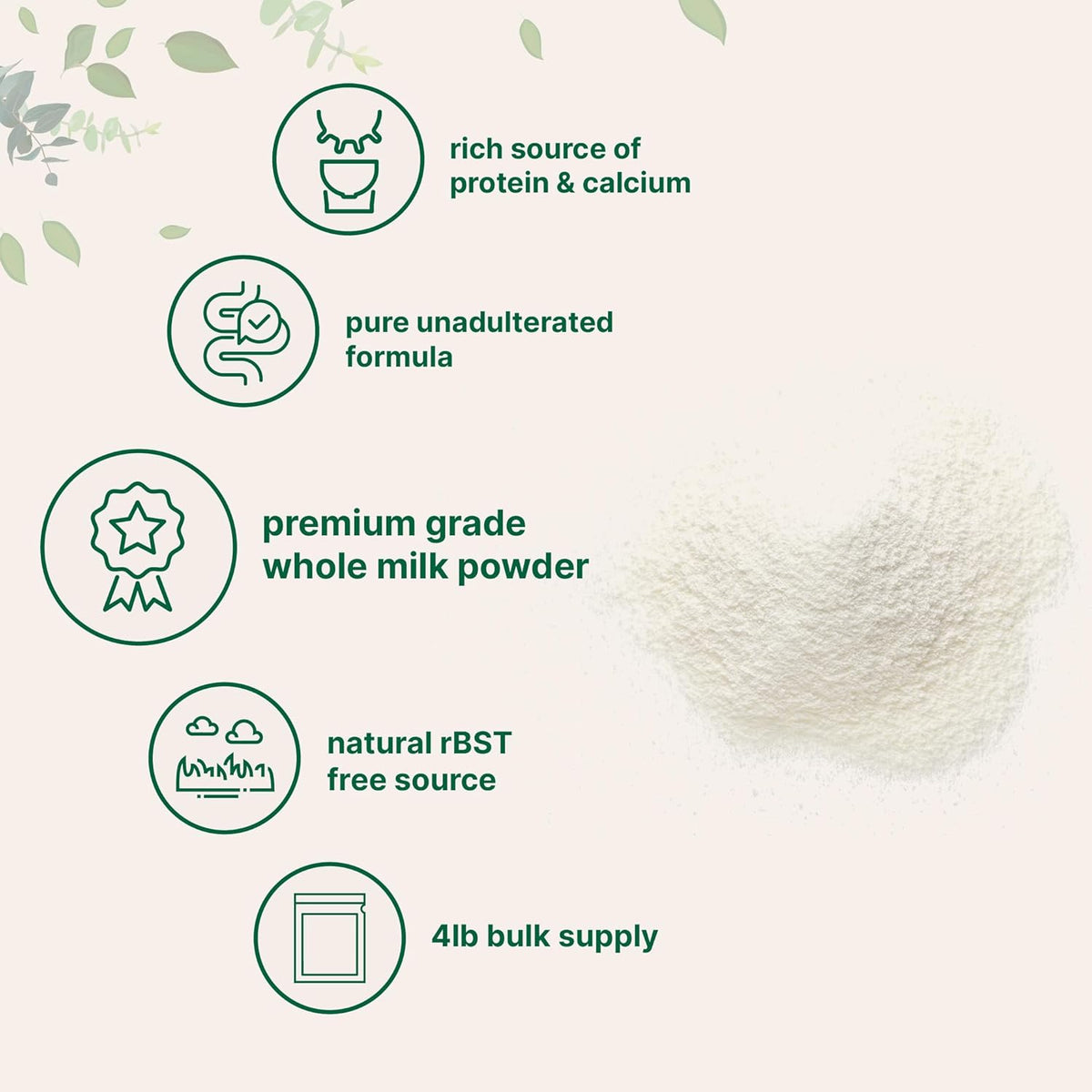 Micro Ingredients Whole Milk Powder, 4 lb | Pasture-Raised, rBST-Free | Pure & Rich in Protein | Ideal for Baking & Everyday Use | Non-GMO, Gluten-Free, Premium Grade