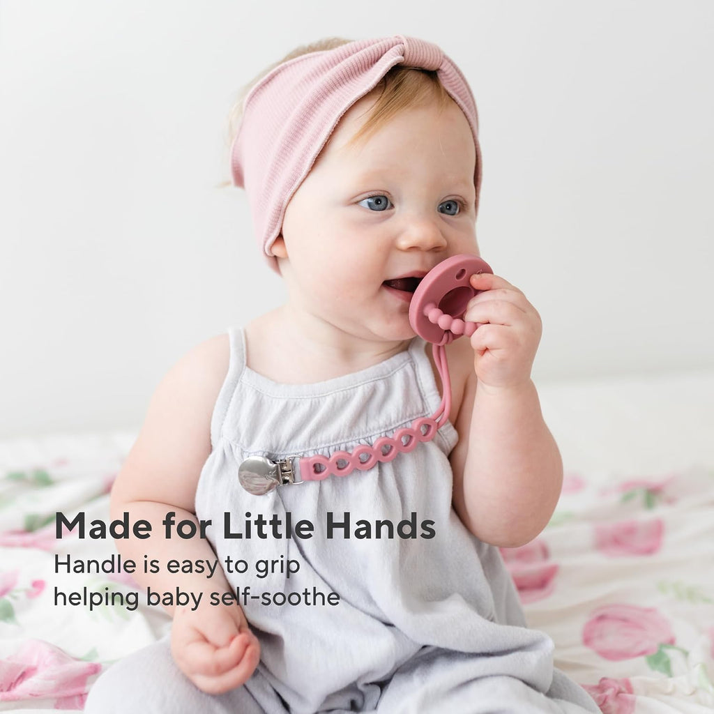 Ryan & Rose Cutie PAT 3 Pack Baby Pacifiers Teether Teething Ring Binky (Canvas, Flat Orthodontic)
