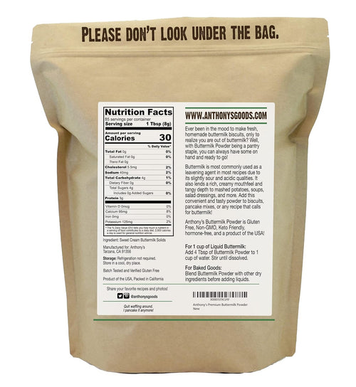 Anthony's Buttermilk Powder, 1.5 lb, Gluten Free, Non GMO, Hormone Free, Keto Friendly, Product of the USA