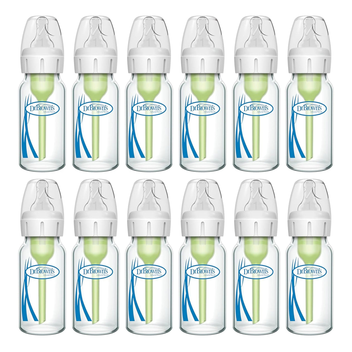 Dr. Brown's Anti-Colic Options+ Narrow Glass Baby Bottle, 8 oz, 4-Pack