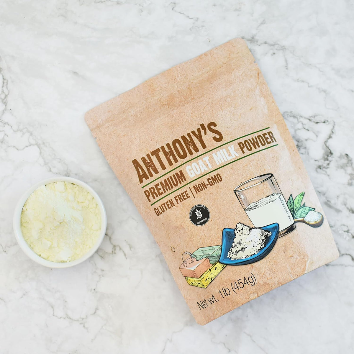Anthony's Premium Goat Milk Powder, 1 lb, Gluten Free, Non GMO, No Additives