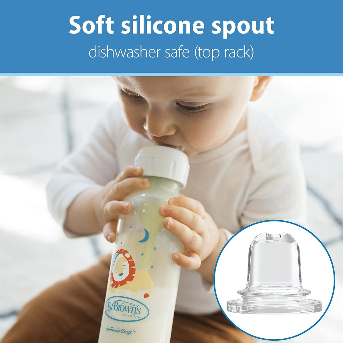 Dr. Brown's Narrow Sippy Spout Bottle, Fox & Lion, 8 oz, 2-Pack