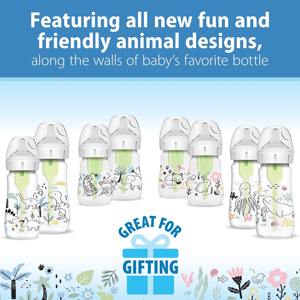 Dr. Brown's Anti-Colic Options+ Wide-Neck Baby Bottles, Forest, 2-Pack