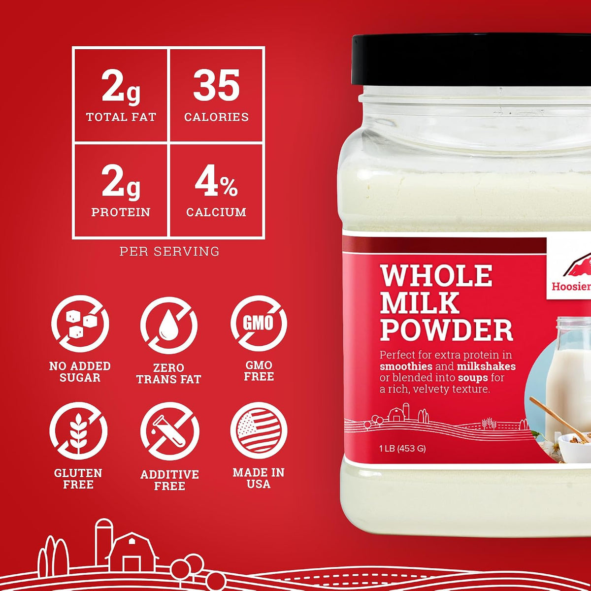 Whole Milk Powder by Hoosier Hill Farm, 1 Pound (Pack of 1)