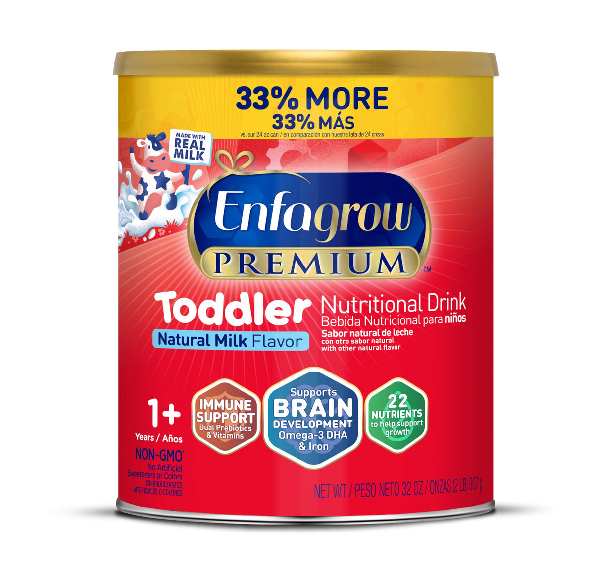 Enfagrow Premium Toddler Milk Nutritional Drink, Natural Milk , 32 Oz
