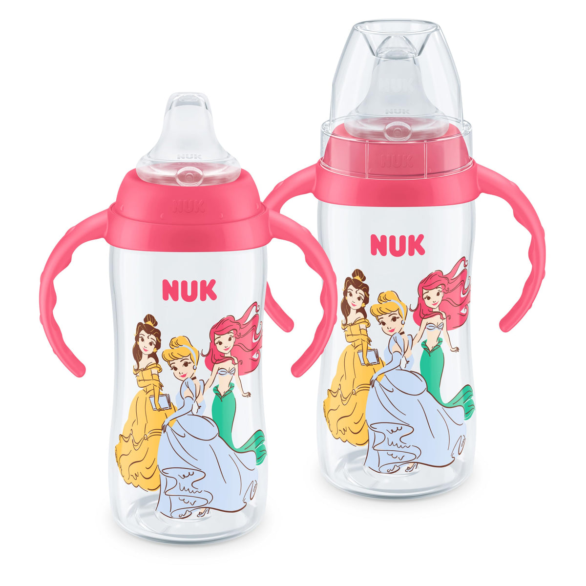 NUK Learner Cup, 10 Oz, Pack of 2, Minnie Mouse – Soft Spout, Easy-Grip Handles, BPA Free, Spill Proof Transition Sippy Cup