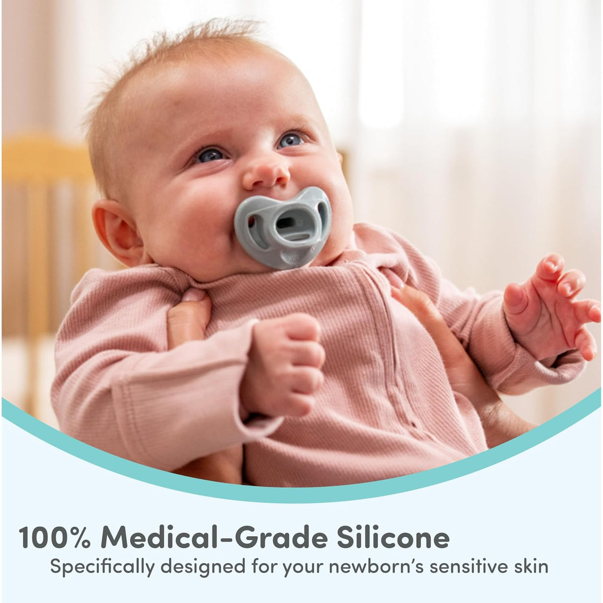 NUK Timeless Comfy Pacifier | 100% Silicone, One-Piece Design | BPA-Free, Gentle on Baby’s Skin | 5-Pack, for 0-6M
