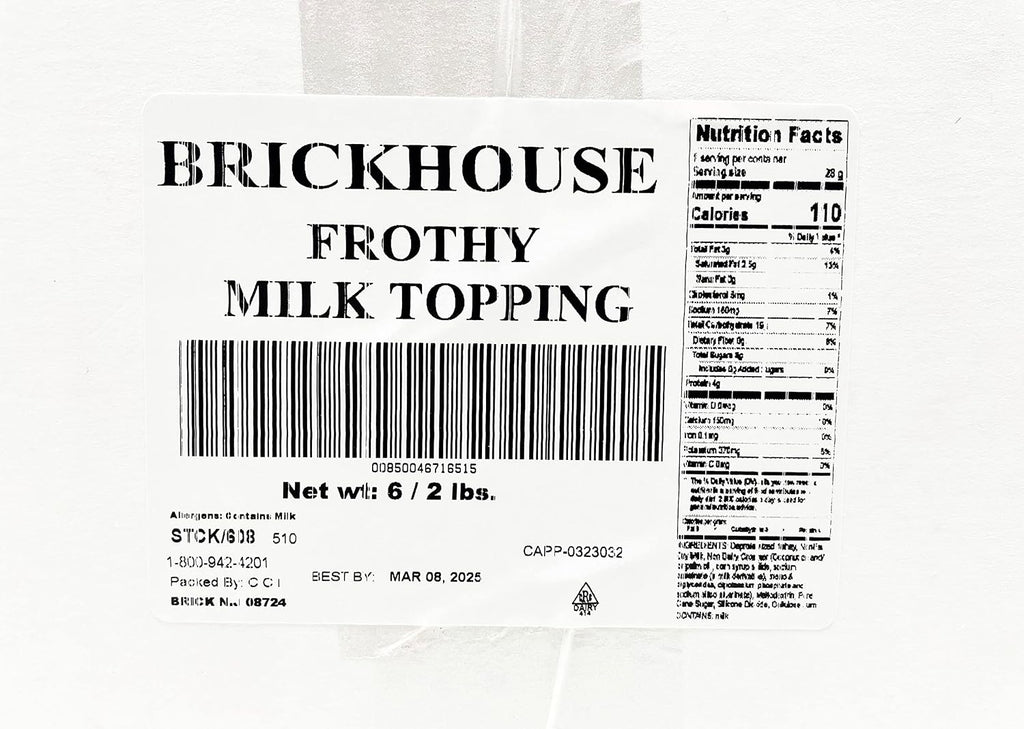 Brickhouse Frothy Milk Topping Mix – Soluble Milk Powder for Cappuccino, Latte & Hot Beverages, 6/2lb Bags