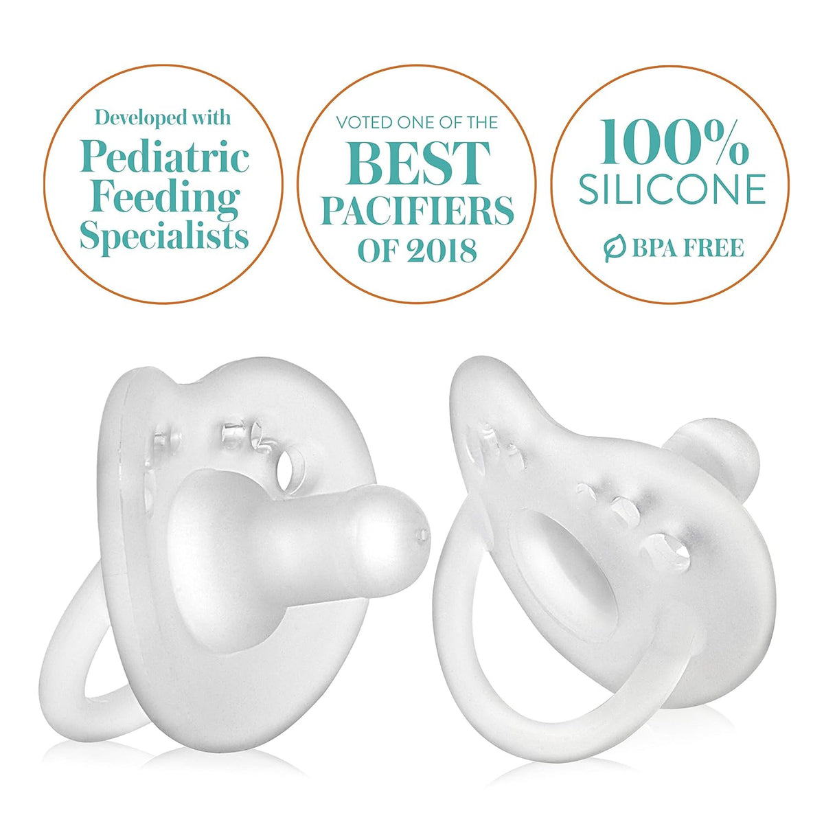 Evenflo Feeding Balance Plus Stage 1 Cylindrical Baby, Newborn and Infant Pacifier - Developed with Pediatric Feeding Specialists - 0 to 6 Months - Clear - (Pack of 6)