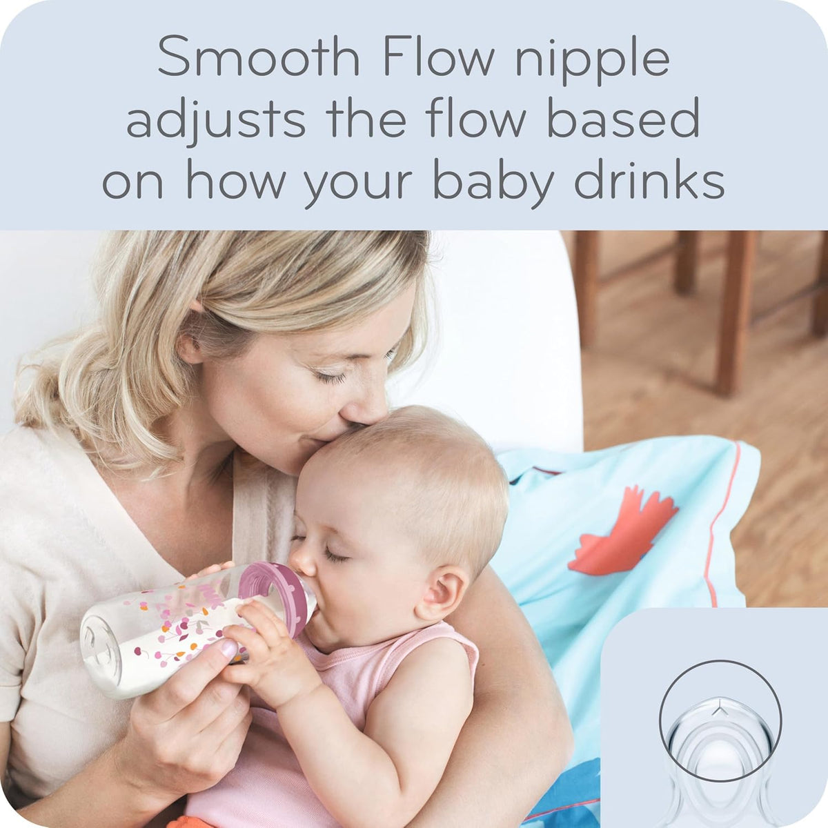 NUK Smooth Flow Anti Colic Baby Bottle, 10 oz, 3 Pack, Elephant