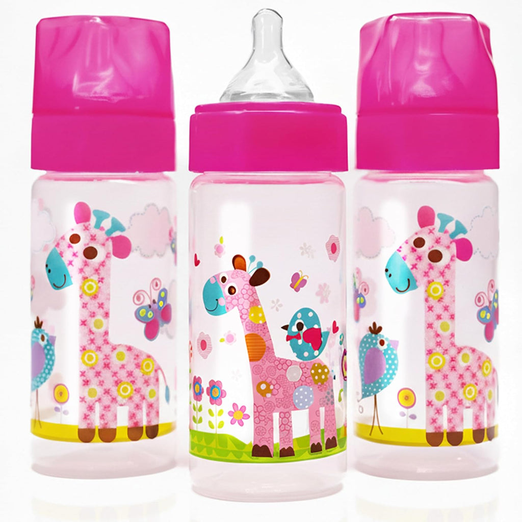 Avima 9 oz Anti Colic Baby Bottles w Medium Flow Nipples, 4-7M (Set of 3)