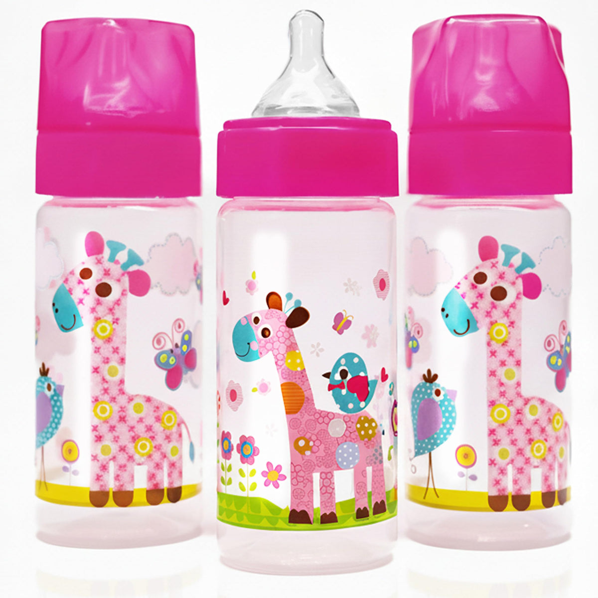 Avima 9 oz Anti Colic Baby Bottles w Medium Flow Nipples, 4-7M (Set of 3)
