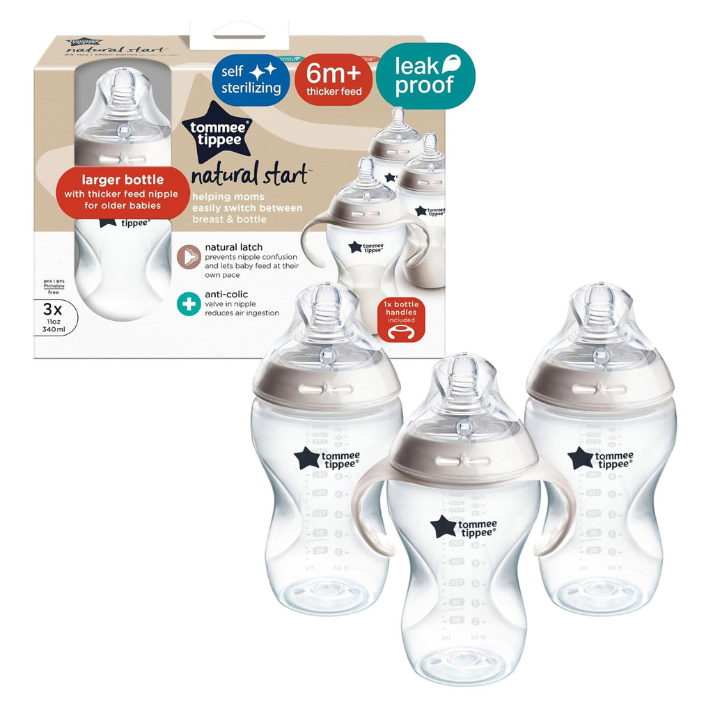 Tommee Tippee Natural Start Baby Bottles, Thicker Feed, 6m+, 11oz
