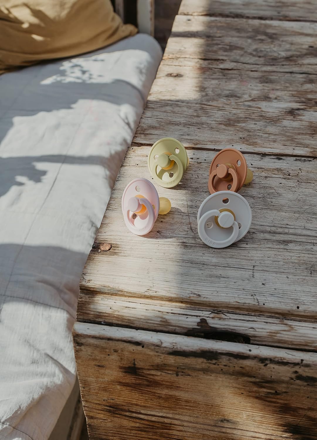BIBS Pacifiers - Set of 2 | Colour Pacifier with Anatomical Nipple | BPA-Free Natural Rubber | Made in Denmark | Ivory/Blush, 0-6 Months