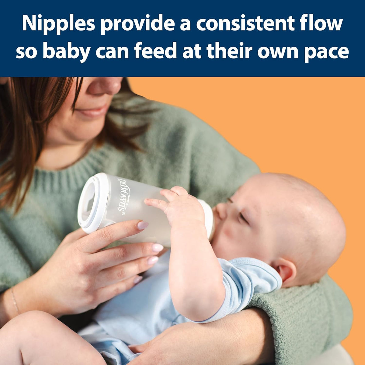 Dr. Brown's Silicone Baby Bottle, 5 oz, Level 1 Nipple, 0m+, Blue, 4-Pack