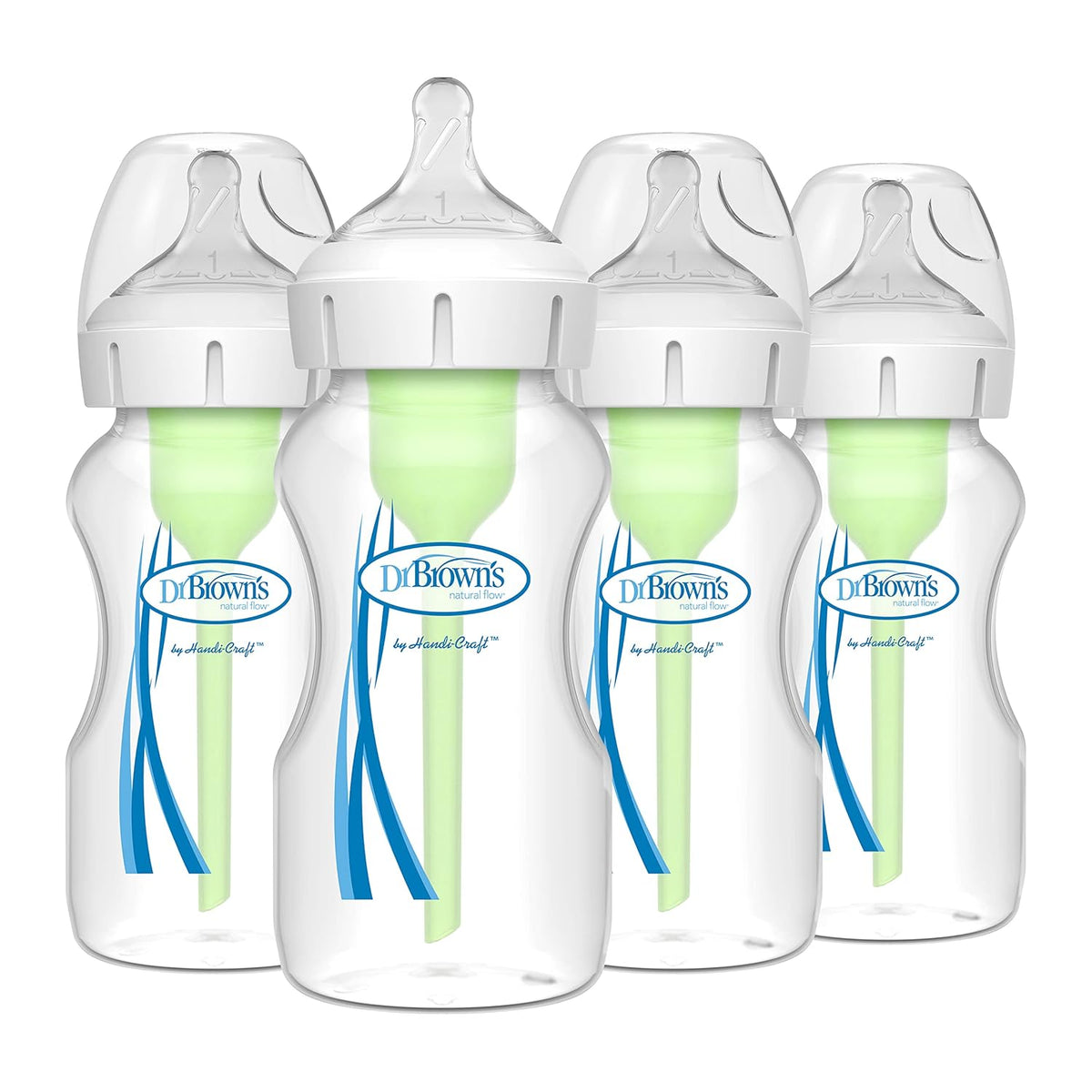 Dr. Brown's Anti-Colic Options+ Wide-Neck Baby Bottle, 9 oz, 4-Pack