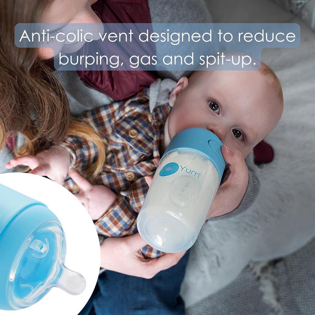 PopYum 5 oz Blue Anti-Colic Formula Making Baby Bottles, 3-Pack
