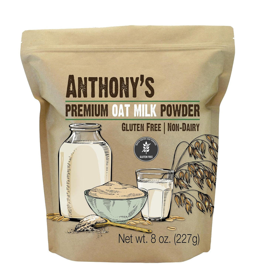 Anthony's Premium Oat Milk Powder, 8 oz, Gluten Free, Non GMO, Vegan, Made in USA