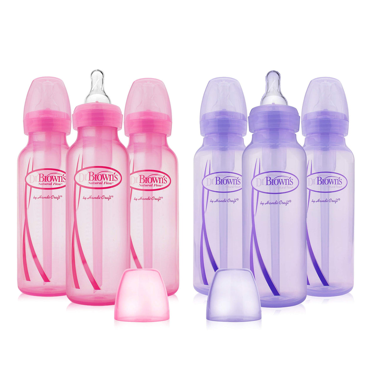 Dr. Brown's Anti-Colic Options+ Narrow Baby Bottles, Purple, 8 oz, 3-Pack