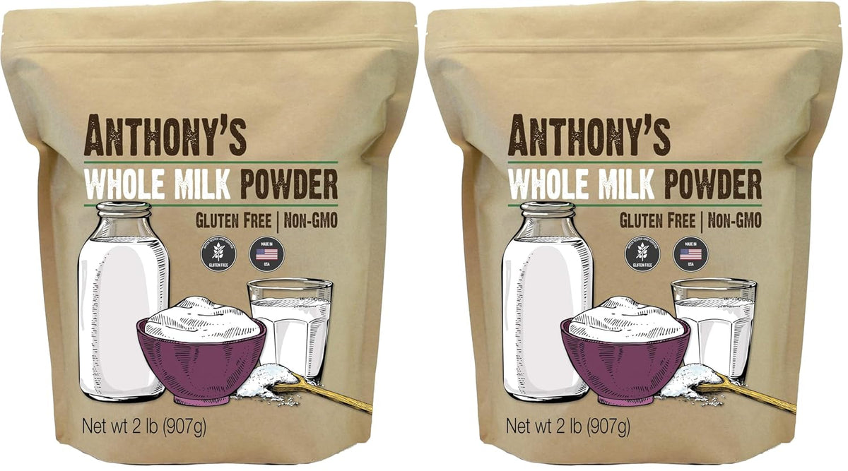 Anthony's Whole Milk Powder, 2 lb, Gluten Free, Non GMO, Made in USA
