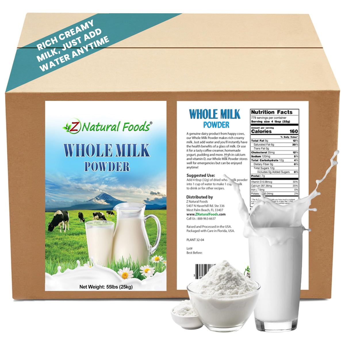Z Natural Foods Premium Whole Milk Powder - Pasteurized Dry Milk, 1 lb