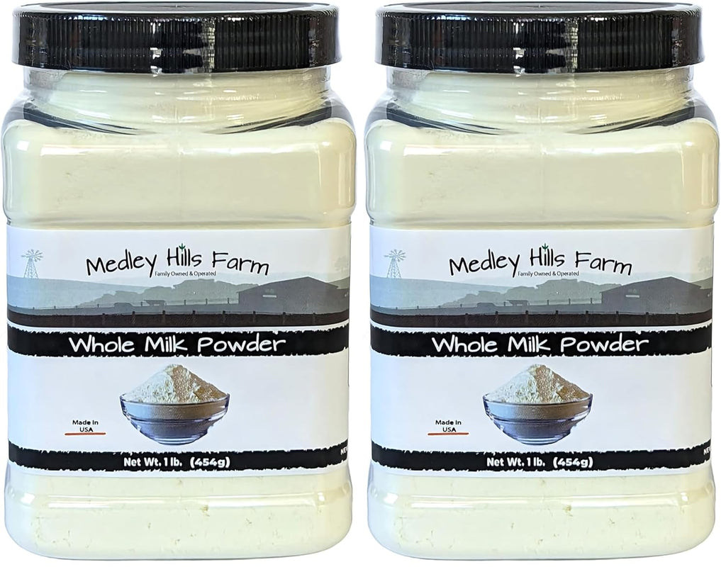 Whole milk powder By Medley Hills Farm in Reusable Container 1 lb. - Great dry milk powder for baking - Product of USA