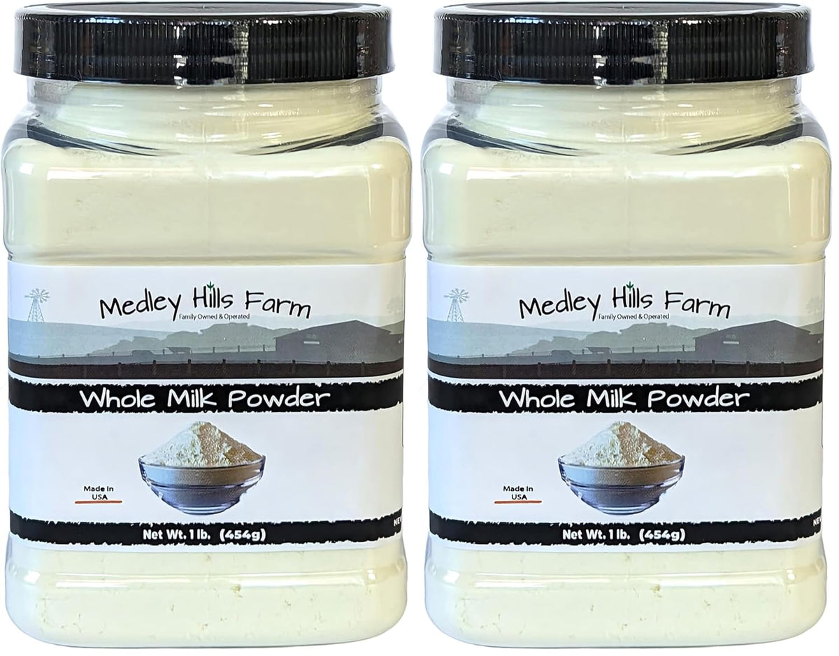 Whole milk powder By Medley Hills Farm in Reusable Container 1 lb. - Great dry milk powder for baking - Product of USA