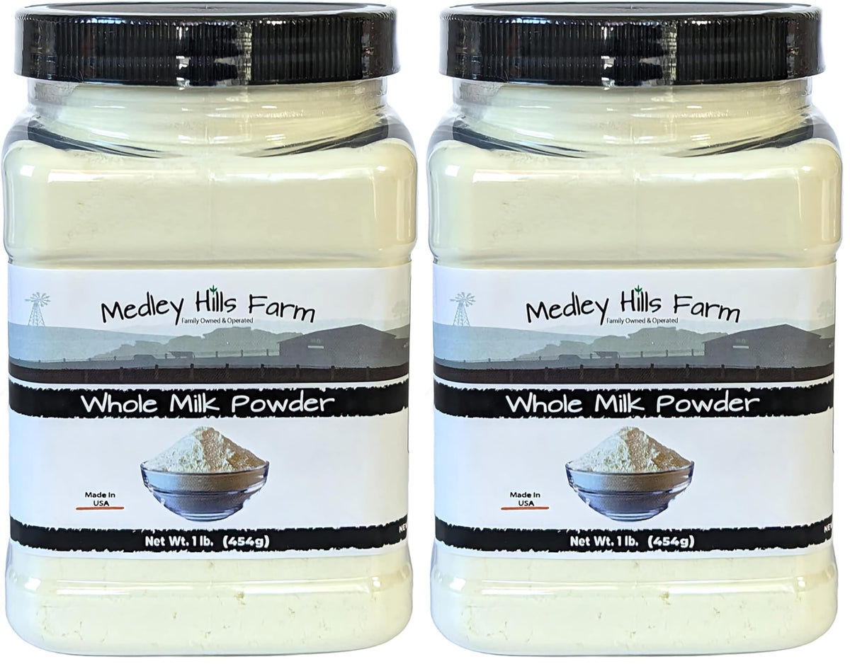 Whole milk powder By Medley Hills Farm in Reusable Container 1 lb. - Great dry milk powder for baking - Product of USA