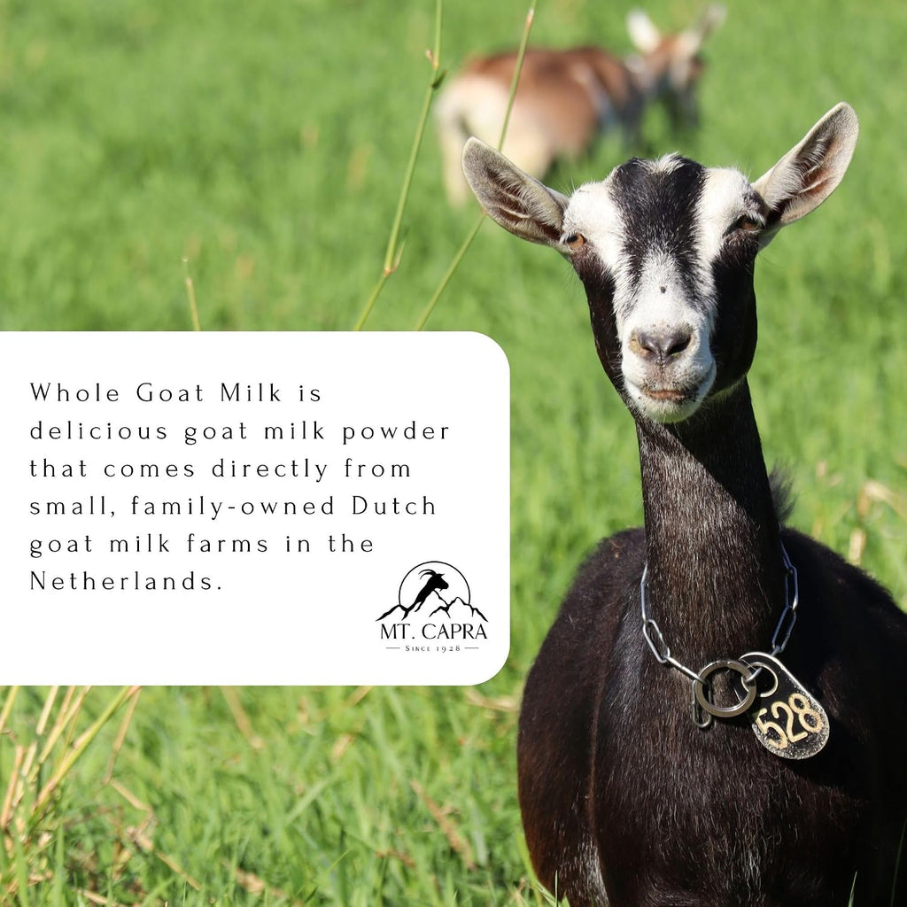 Mt. Capra Whole Goat Milk | from Non-GMO, Grass-Fed Goats, Creamy, Great Tasting, Easy to Digest, A2 Milk | 16 Servings - 1 Pound