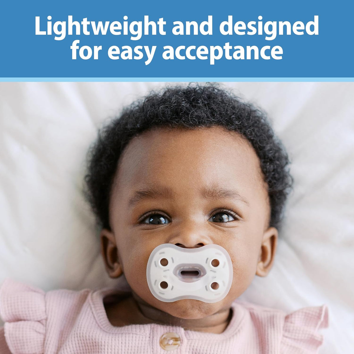 Dr. Brown's Advantage One-Piece Pacifier 0-6m, Blue/Gray/Light-Blue, 4-Pack