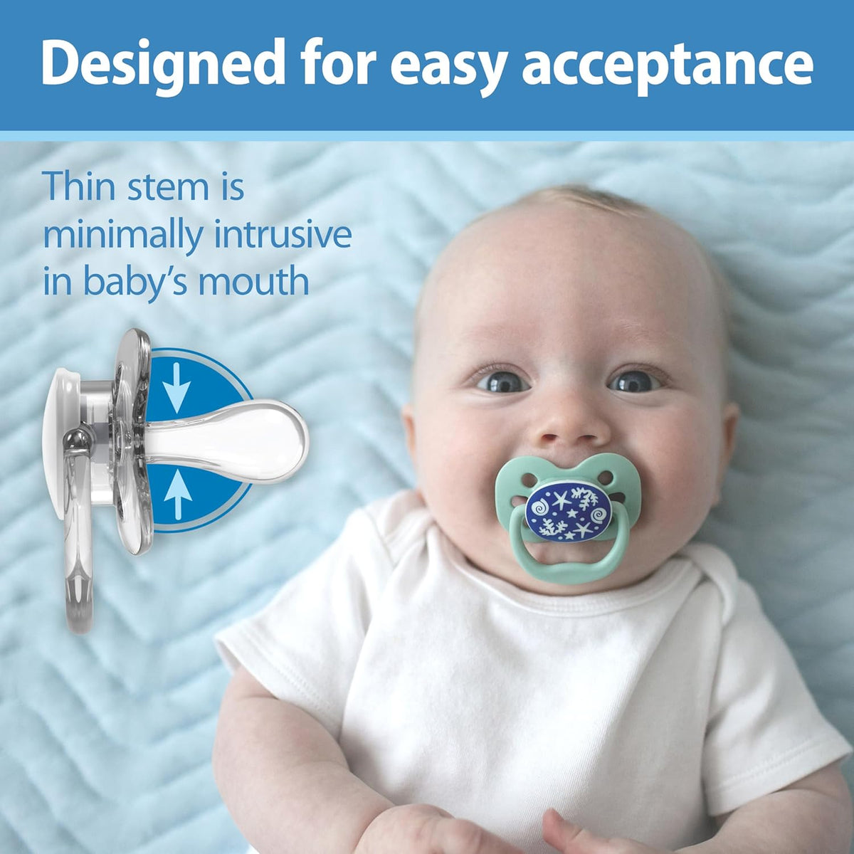 Dr. Brown's Advantage Pacifier, Blue Ocean, 0-6m, 2-Pack