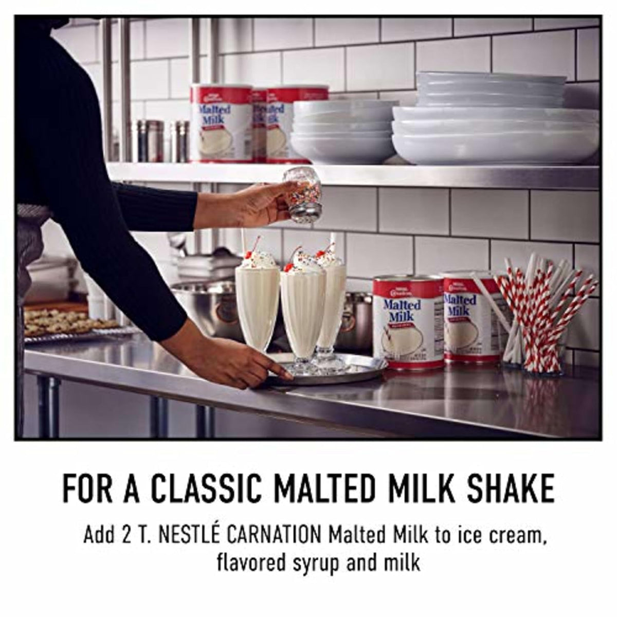 Carnation Malted Milk Shelf Stable, Baking Shakes and Sundaes, 2.72 lb Can