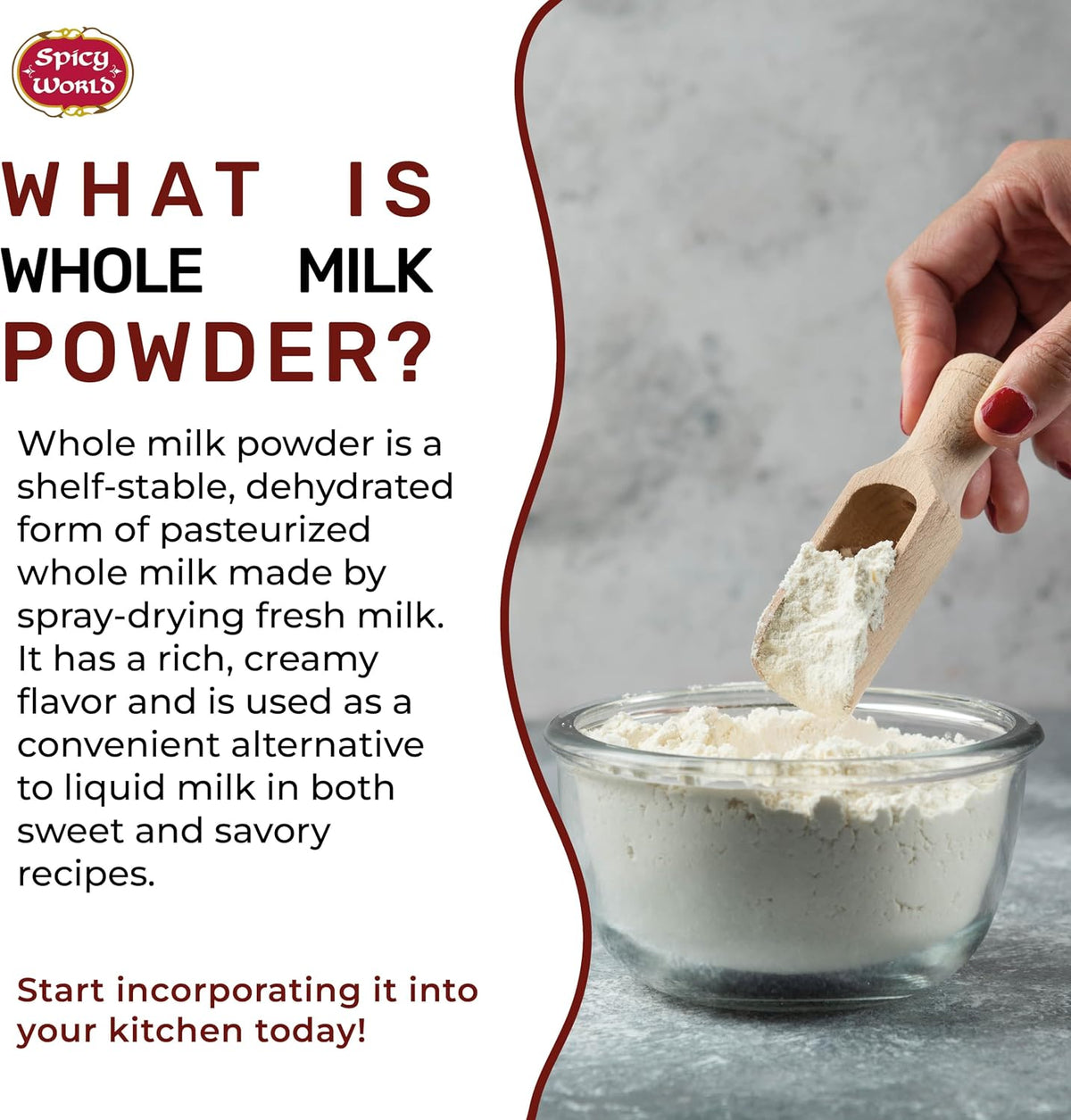 Spicy World Whole Milk Powder 3 LB Bulk Bag - RBST Hormone Free, Made in USA, Non-GMO, Premium Grade - Perfect for Baking, Drinking, and More!